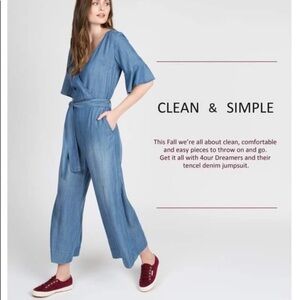 NWT 4our Dreamers Denim Cropped Wide Leg Jumpsuit
